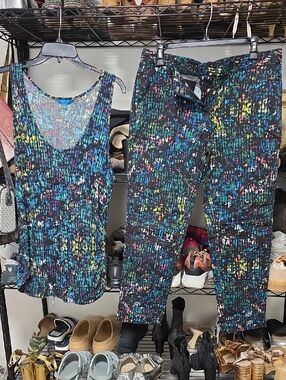 Derek Lam Black Multicolor Speckled Knit Pants